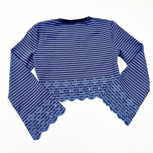 Derek Lam 10 Crosby Striped Top Lace Embellished Edge Size M - Picture 2 of 7